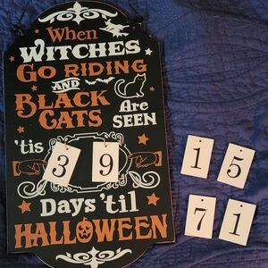 Halloween Countdown Sign with Orange and Black Design